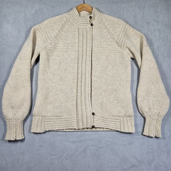 Vintage Eddie Bauer Sweater Womens Large Wool Full Zip Button Knit 90s Hong Kong - Picture 1 of 12